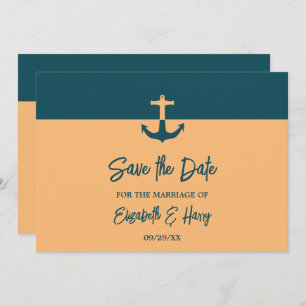 Nautical Anchor - Coral Blue - Beach Wedding Save The Date