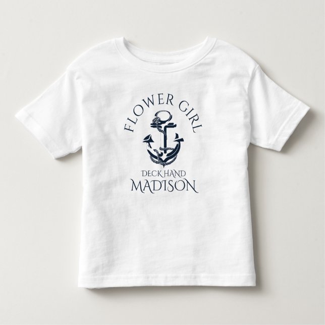 Nautical Anchor Crew Flower Girl Toddler T-Shirt (Front)