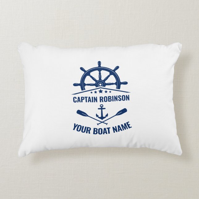 Nautical Anchor Crossed Oars & Ships Wheel White Decorative Cushion (Front)