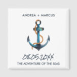 Nautical Anchor Cruise Ship Wedding Favour Magnets<br><div class="desc">Wedding favour magnets for couples who get married on a cruise ship. Customise with your names,  wedding date and the ship's name.</div>