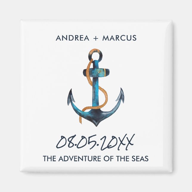 Nautical Anchor Cruise Ship Wedding Favour Magnets (Front)