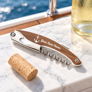 Nautical Anchor Custom Boat Name Dark Corkscrew