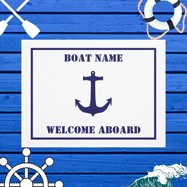 Nautical anchor custom boat name welcome aboard doormat (Creator Uploaded)