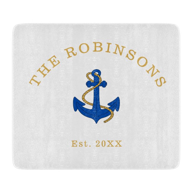 Nautical Anchor Custom Cutting Board (Front)