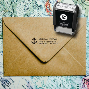 Nautical Anchor Custom Name & Address Self-inking Stamp