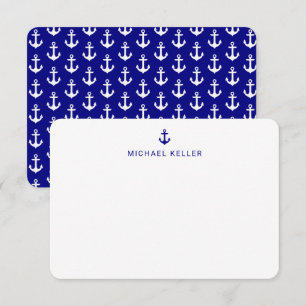 Nautical Anchor Custom Navy Note Cards