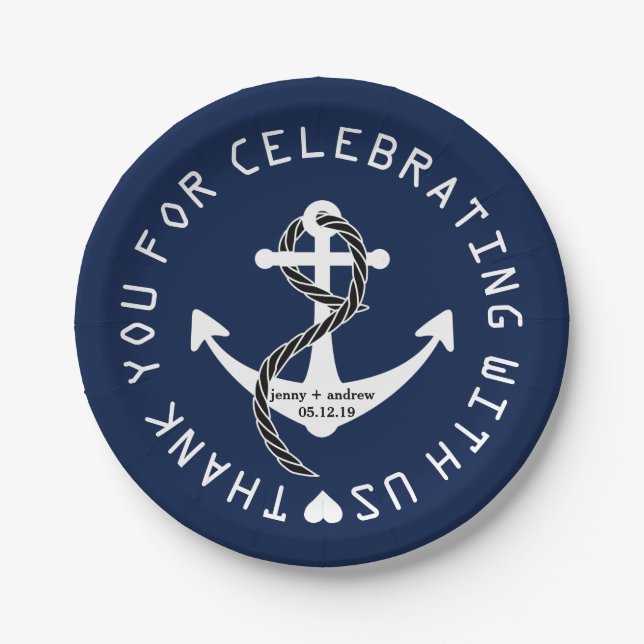 Nautical Anchor Custom Party Paper Plates (Front)