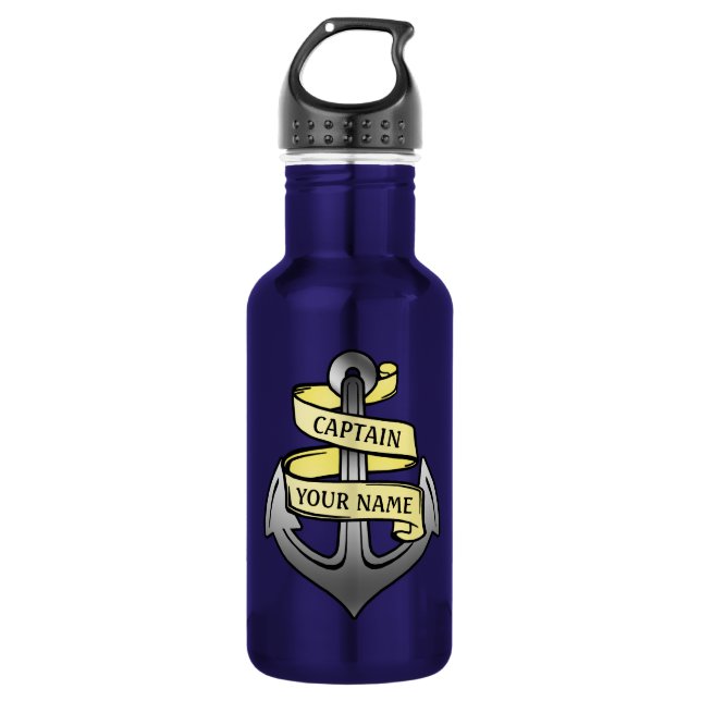 Nautical Anchor Custom Ship Captain Your Name 532 Ml Water Bottle (Front)