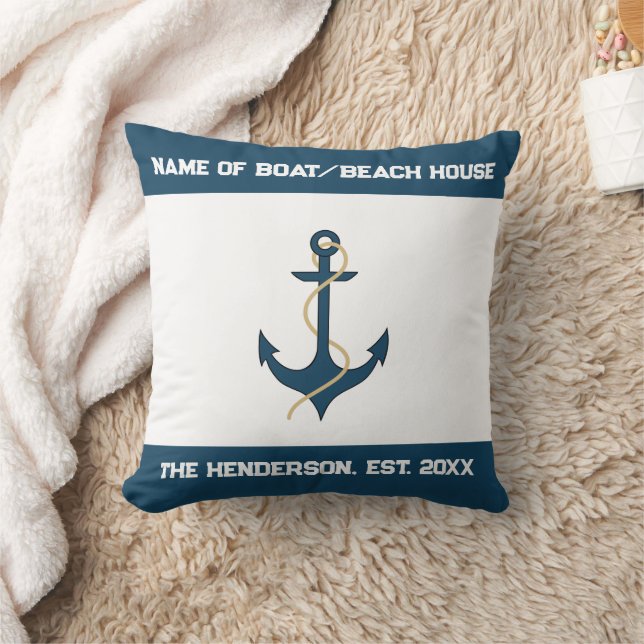 Nautical Anchor Custom Throw Pillow (Blanket)