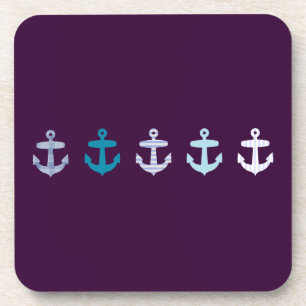 Nautical Anchor Design - Blue / Purple Coaster
