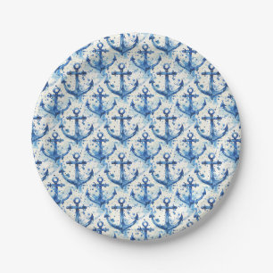 Nautical Anchor Design Party Paper Plates