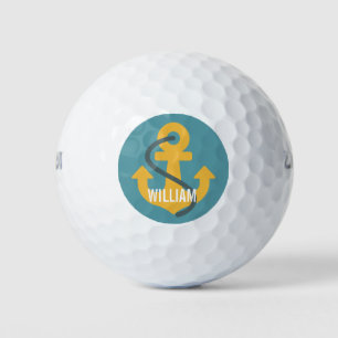 Nautical Anchor Design, Personalised Golf Balls