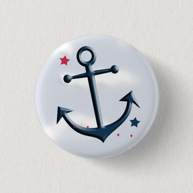 Nautical Anchor Design Round Button (Front)