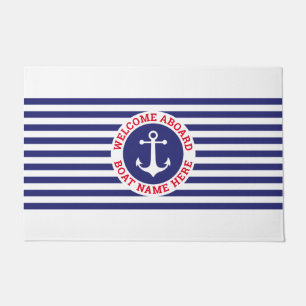 Nautical Anchor Design with stripes Doormat