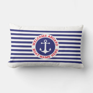 Nautical Anchor Design with Stripes Lumbar Cushion