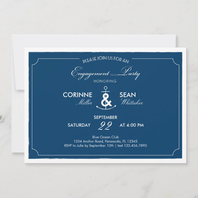 Nautical Anchor Engagement Party Invitation (Front)