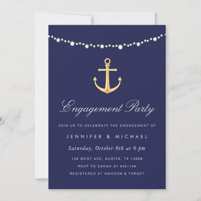 Nautical Anchor Engagement Party Invitation (Front)