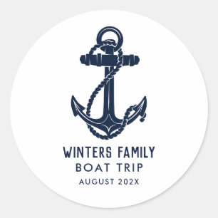Nautical Anchor Family Boat Trip Custom Classic Round Sticker