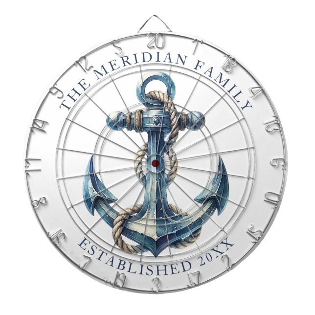 Nautical Anchor Family Name Date Established  Dartboard (Front)