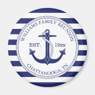 Nautical Anchor Family Reunion Monogram Magnet