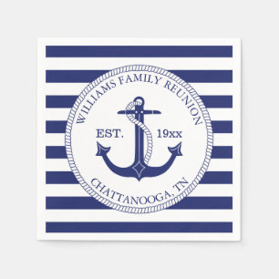 Nautical Anchor Family Reunion Monogram Napkin