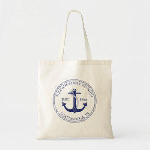 Nautical Anchor Family Reunion Monogram Tote Bag