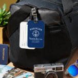 Nautical Anchor Family Reunion Navy Blue & White Luggage Tag<br><div class="desc">Nautical themed family reunion luggage tags proudly displaying your family name, reunion date and location in elegant calligraphy script with stylish modern text. This design features artwork of a custom boat anchor with a compass style boarder in white on navy blue or easily customise the background to any desired colour....</div>