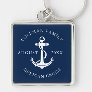 Nautical Anchor Family Trip Custom Key Ring