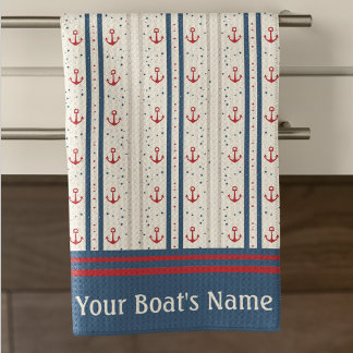 Nautical Anchor Fisherman Boating Tea Towel