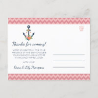 Nautical Anchor Floral Baby Girl Shower Thank You
