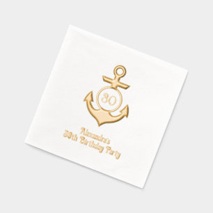Nautical Anchor Frame #1 Birthday Party Foil Napkins