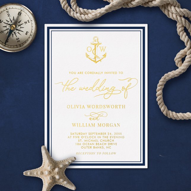 Nautical Anchor Gold Foil Monogram Wedding (Creator Uploaded)
