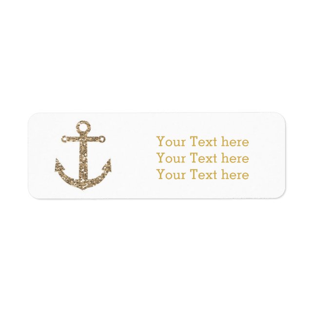 Nautical Anchor Gold Glitter Glam Address Labels (Front)