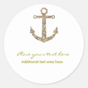 Nautical Anchor Gold Glitter Glam Party Sticker