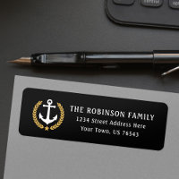 Nautical Anchor Gold Star Laurel Leaves Address