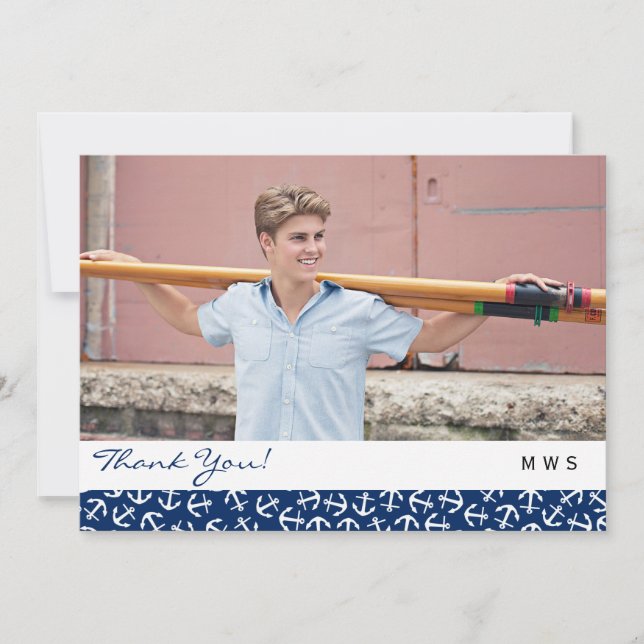 Nautical Anchor Graduation Class of 2016 Thank You Card (Front)