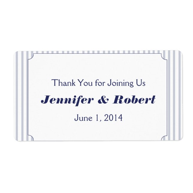 Nautical Anchor Grey Wedding Water Bottle Label (Front)