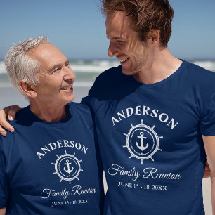 Nautical Anchor Helm Family Reunion Navy Blue T-Shirt