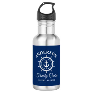 Nautical Anchor Helm Navy Blue Family Cruise 532 Ml Water Bottle