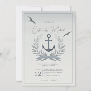 Nautical anchor herald wedding invitation