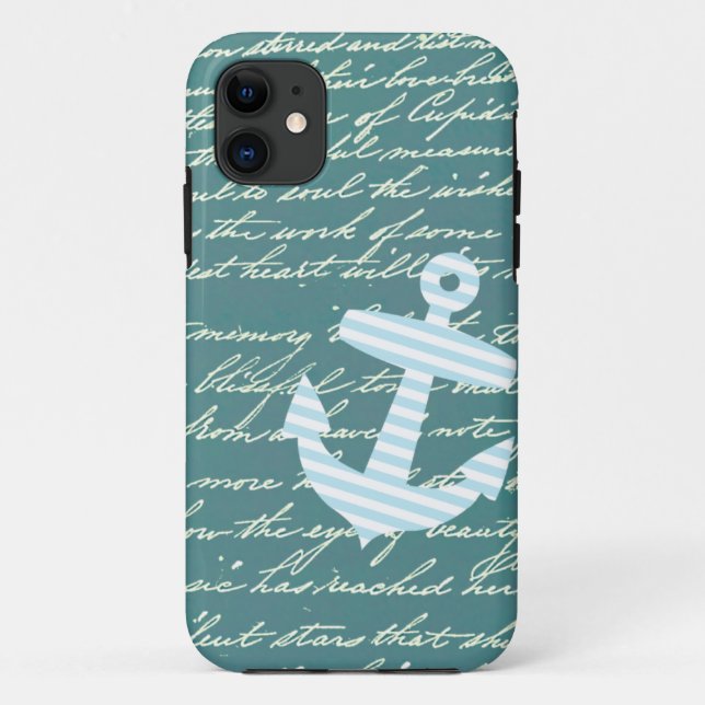 Nautical anchor in turquoise teal iphone 5 case (Back)