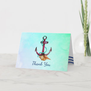 Nautical Anchor In Watercolor Thank You Card