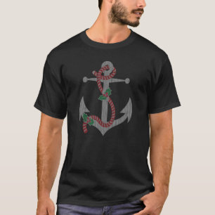 Nautical Anchor Knit Pattern Beach Christmas T-Shirt