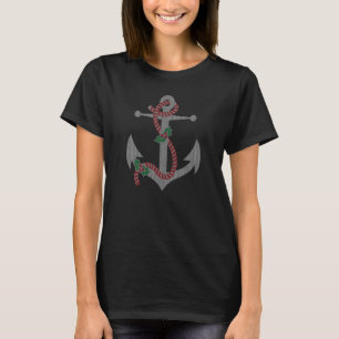 Nautical Anchor Knit Pattern Beach Christmas T-Shirt