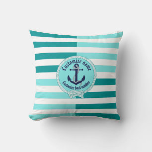 Nautical anchor/knot/seahorse/customise name -Aqua Cushion