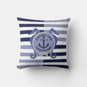Nautical anchor/knot/seahorse/customise name & # cushion