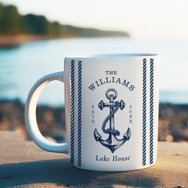 Nautical Anchor Lake House Navy Blue  Coffee Mug (Creator Uploaded)