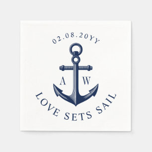 Nautical Anchor Love Sets Sail Custom Monograms Napkin