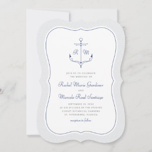 Nautical Anchor Minimalist Preppy Wedding Invitation