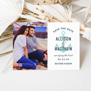 Nautical Anchor Mint Green Photo Wedding Save The Date